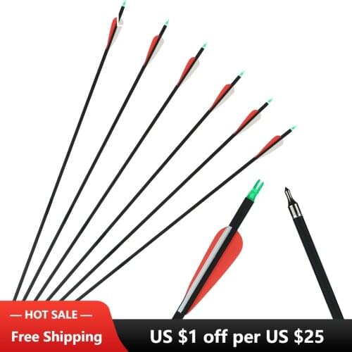 RU stock Carbon arrow 31inch Spine 500 Plastics Feather Replaceable Steel Arrowhead suit for compound