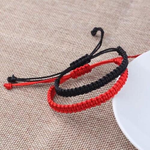 Hand-woven diamond flat knot five-color lucky hand rope lovers friendship bracelet red rope black rope bracelet