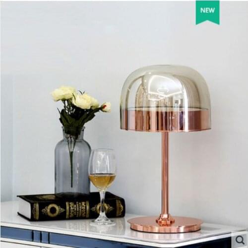 Nordic bedroom table lamp simple creative glass modern living room study art decoration light luxury bedside lamp