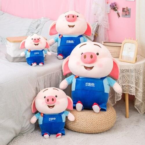 25/30/45CM Super Soft Cute Plush Pink Pig With Blue Clothes Kawaii Stuffed Animals Dolls Sofa Pillow For Kids Birthday Present