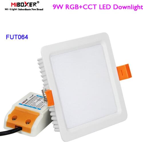 Miboxer Square RGB+CCT 9W LED Downlight FUT064 AC 100V 220V Indoor Panel lighting spotlight ceiling lamp 2.4G Remote APP Control