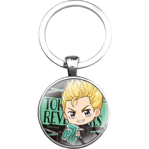 Tokyo Revengers Keychain Jewelry Anime Takemichi Ken Manjirou Keisuke Kazutora Figure Glass Pendant Bag Car Key Chains
