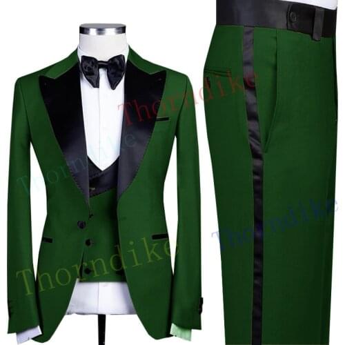 Thorndike Mens Wedding Tuxedos Tailor Made Peaked Lapel Terno Masculino Slim Fit Male Blazer Jacket Skinny Male Suit T1314