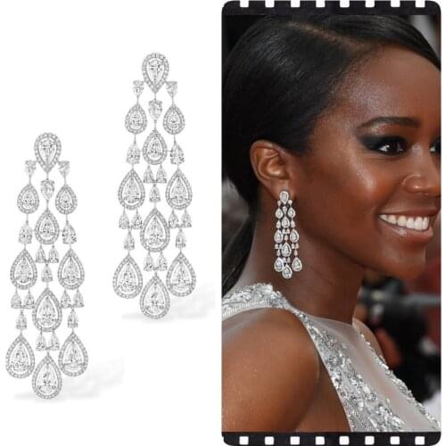 Jankelly Trendy clear white Water Drop Cubic Zirconia WomenTassel Earring Brazil Style Drop Earring Brincos Bijoux Gifts