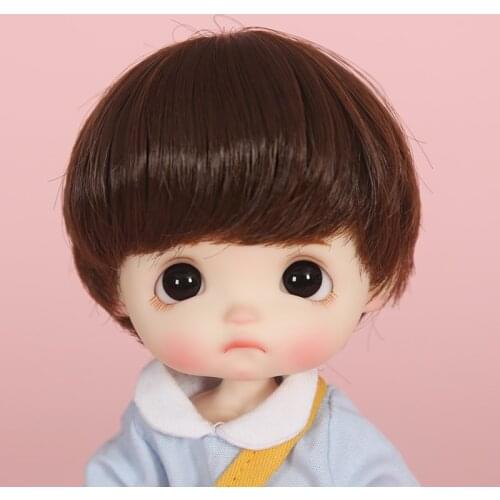 Adorable Doll Wig Golden brown black Short Hair Cute Bobo Style for ob11、1/8 BJD Doll curls Doll accessories
