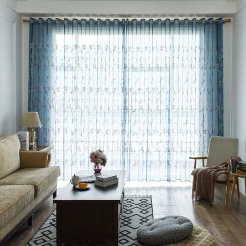 Embroidered Floral Tulle Sheer Curtain For Living Room Bedroom Kitchen Window Pastoral Tulle Curtains Voile Fabric Drapes LISM
