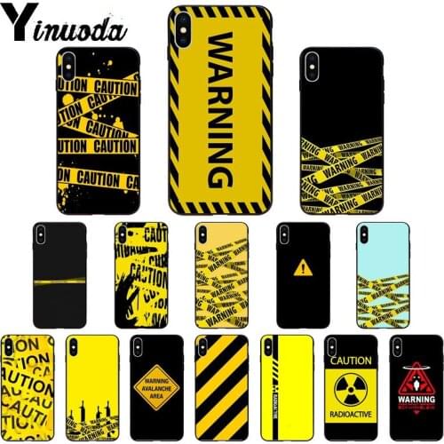 Yinuoda yellow warning TPU Soft High Quality Phone Case for Apple iPhone 8 7 6 6S Plus X XS MAX 5 5S SE XR 11 11pro max Cover
