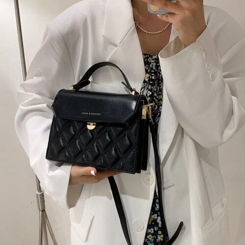 High-quality Korean Ladies One-shoulder Small Square Bag 2021 New Fashion Net Red Rhombus Embroidery Thread Messenger Bag