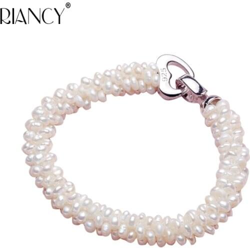 New Fashion Natural freshwater white pearl bracelets Handmade Small pearl woven bracelet for women wedding gift