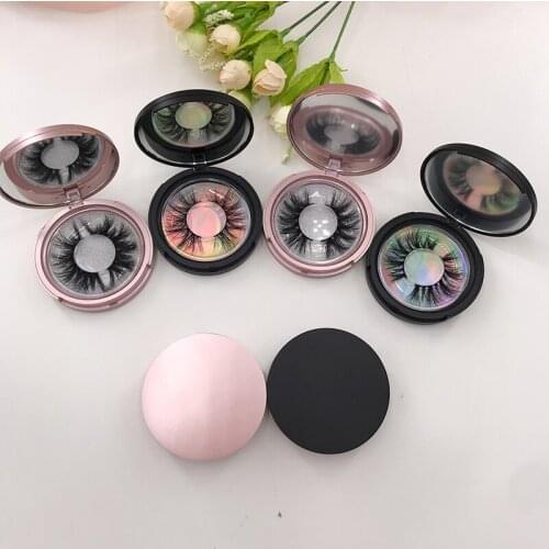 10pairs/lot False Eyelashes 5D Mink Lashes Handmade Lashes Full Strip Lashes With Mirror Round Case