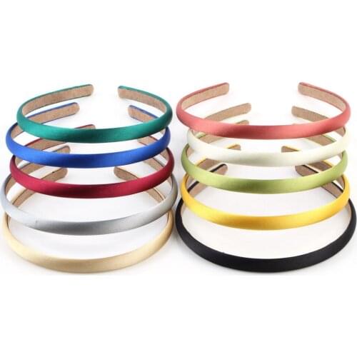 10 pcs Mix Colors Fashion New Statement Lady Satin Hairband Simple Girls Bow Hoop 1 cm Width Headwear Ribbon Headband Headdress
