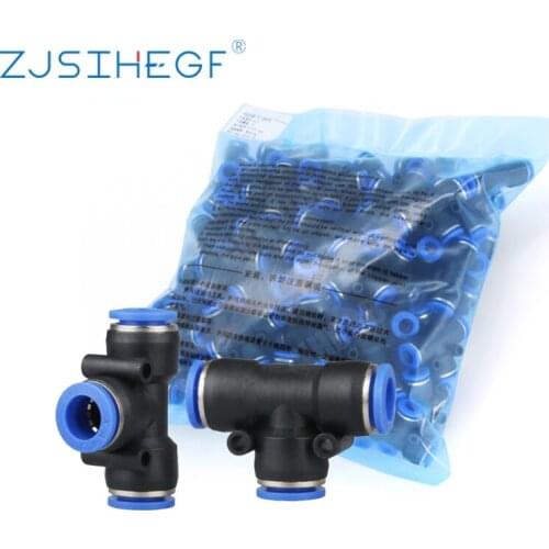 100Pcs/Pack Pneumatic Fittings 6mm Plastic PE T Type Pneumatic Connector For 4/6/8/10/12mm Tube