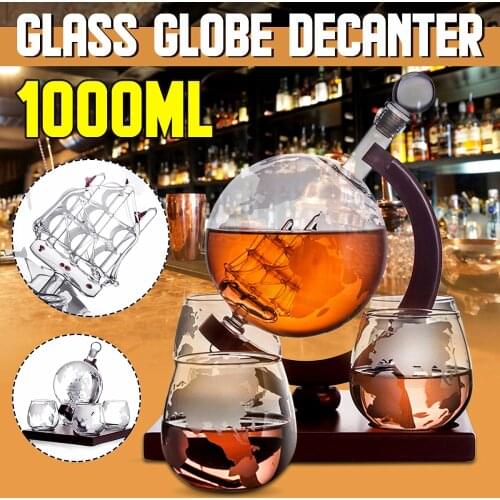 1000ML World Globe Decanter Glass Crystal Spirits Bottle