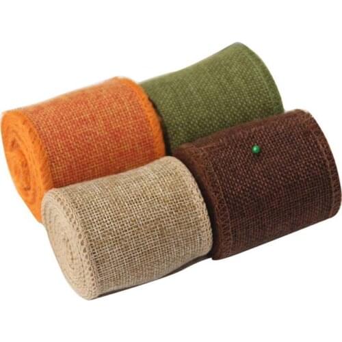 3M Long Roll Woven Linen Lace Handmade Colorful Jute Hessian Burlap Ribbon Rustic Weddings Christmas Decoration Ribbon Cloth
