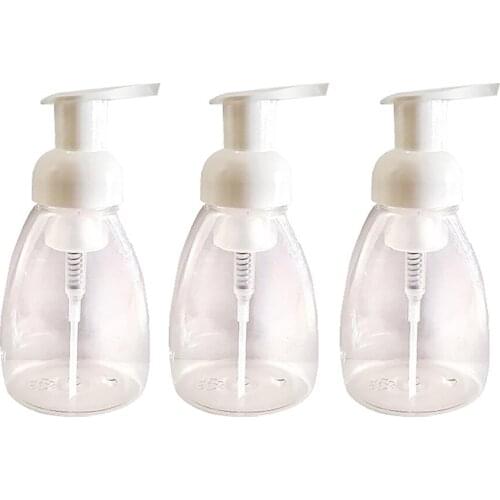 3pcs 250ml Liquid Soap Foam Refillable Bottles Foaming Bottle Jar PET Travel Clear Squeezed Hand Sanitizer Dispenser Bottle