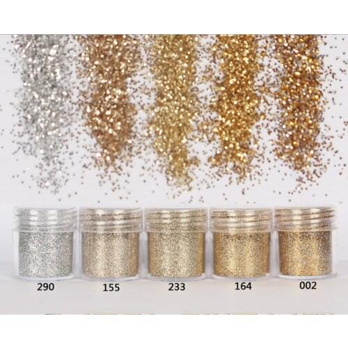 5Pcs 10ml sliver gold color glitter Powder, fine glitter for jewelry diy silicone,Nail Glitter Powder shiny Powder For nail art