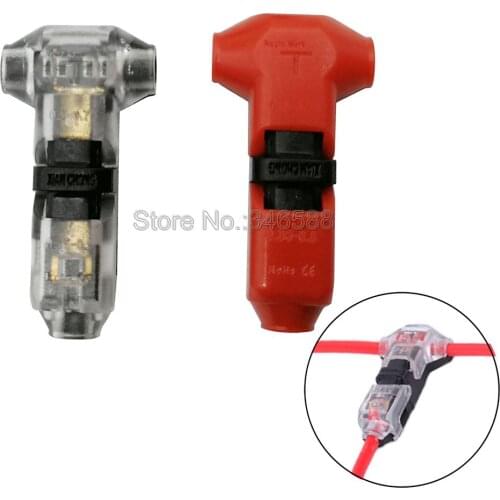 5pc T Shape 1-Way Scotch Lock Quick Splice Wire Joint Connectors Terminals Crimp for 22-20AWG LED Strip Car Audio Cable Crimping
