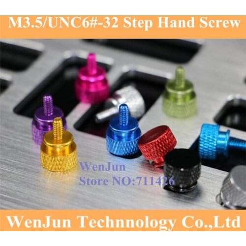 50pcs colourful anodizing aluminum step hand screw computer case screw M3.5/UNC6#-32 for PCI Chassis screw