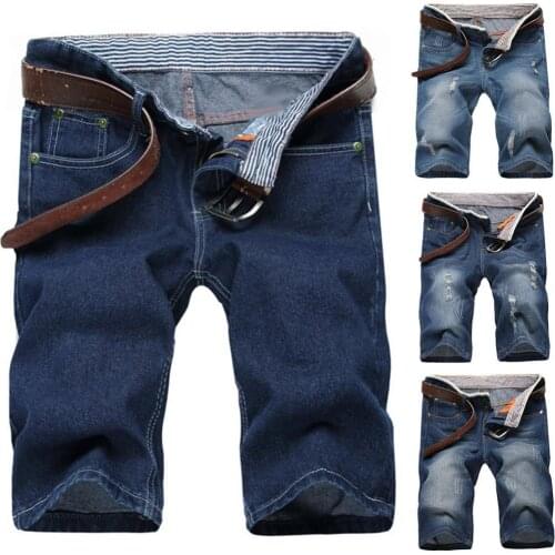 80% HOT SALES!! Summer Fashion Men Ripped Straight Denim Shorts Jeans Destroyed Hole Fifth Pants