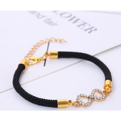 Htzzy NEW Arrival Bracelets for Women Crystal 8 Shape Charm Bracelets Jewelry Fashion Rope Chain Bracelet Accessories Gifts