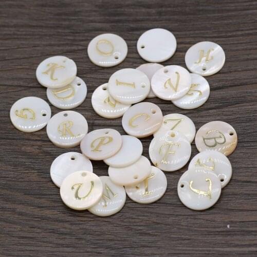 Natural freshwater shell beads round holes letter A-Z overgild charms for jewelry making DIY necklace bracelet accessories