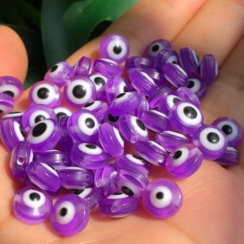 6/8/10mm Oval Beads Purple Evil Eye Resin Spacer Beads for Jewelry Making Bracelet DIY Doll Eyes Crafts Accessories Findings