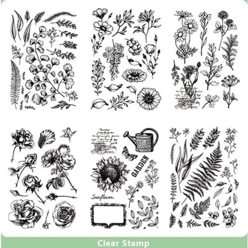 Flowers Leaves Clear Rubber Stamps Transparent Silicone Seal for DIY Scrapbooking Photo Album Decorative Crafts New Stamps
