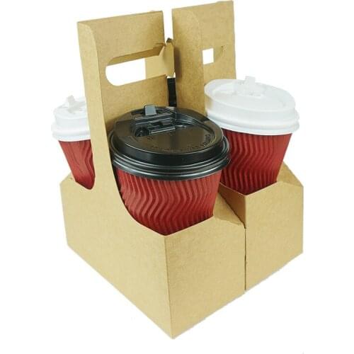 Hard Corrugated Paper Cup Holder Disposable Cup Tray Take Away Drinks Shelf To-go Box Cafe Drinking Packing Tool Drinkware Stand