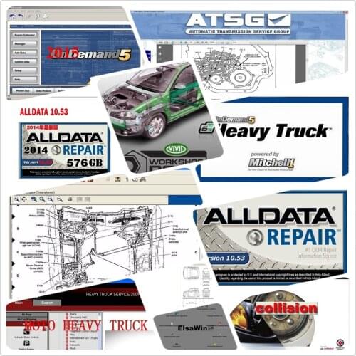 Auto repair diagnostic software Alldata V10.53 OD5 all data mi..ll on d..nd 2015 atsg elsawin heavt truck 24 in 1tb hdd usb3.0