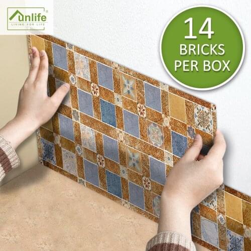 Funlife® AMERICAN STYLE™ 14pcs Vintage Pattern III Self-adhesive PVC Waterproof Backsplash Kitchen Wall Sticker for Bathroom