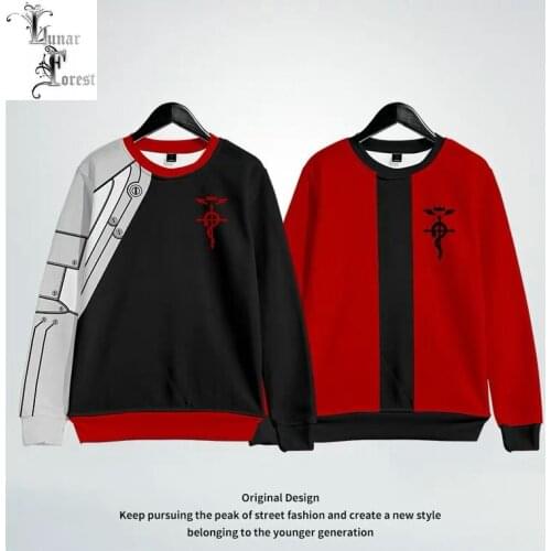 Fullmetal Alchemist 3D Printing T-shirt Fashion Round Neck Long Sleeve Popular Japanese Anime Streetwear Plus Size