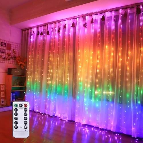 3x3M Garland Curtain Lights Room Decoration Remote Control String Lights New Years Wedding Christmas Festoon Led Fairy Lights