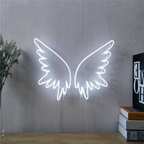 Custom Made Logo Name Neon Sign for 12V DC Angel Wing LED Lights Wall Party Wedding Shop Window Restaurant Birthday Decoration