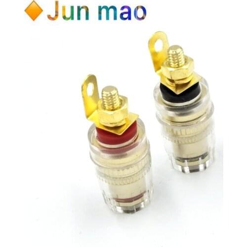 2PCS 4mm pure copper gold plated power amplifier sound crystal terminal horn terminal banana plug socket