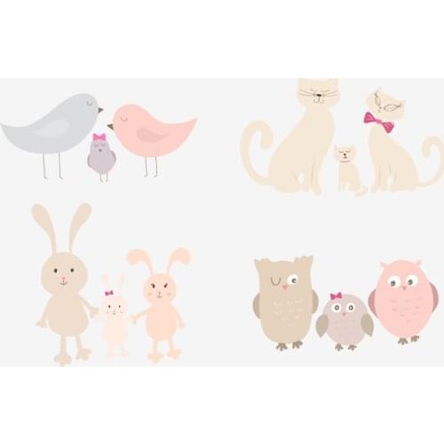 Cats Family Metal Cutting Dies DIY Scrapbooking Animals Stencil Birds Owl Stamps and Dies Irregular Figure Craft Dies Stitch