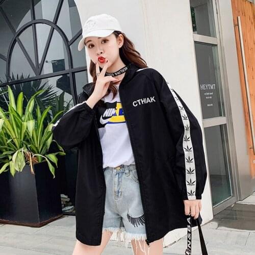 Harajuku Womens Japanese Windbreaker Cool Spring Autumn Coats Ladies Long Sleeve Thin Zipper Bomber Jacket Female Outwear