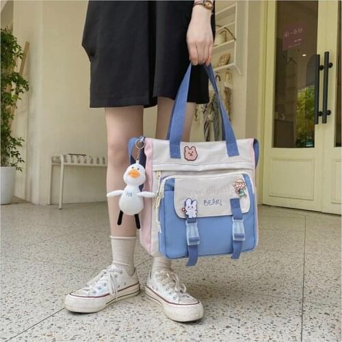 Japanese Style Multifunctional Crossbody Bag Women Large Waterproof Nylon Bag Girls New Kawaii School Bags Badge Women Pouch 230