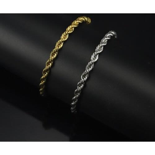 High quality Waterproof Color retention Stainless steel Men Bracelet 5mm Twist Rope Chain bracelets bangles for Men Jewelry