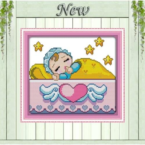 The Sleeping baby lovely home decor paintings counted Print on canvas DMC 11CT 14CT Cross Stitch kits Needlework Sets embroidery