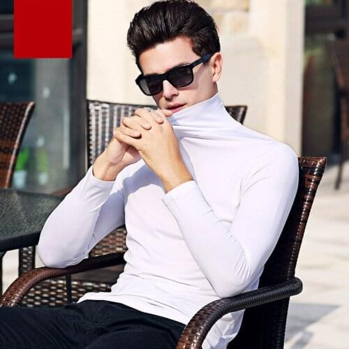 MRMT 2021 Brand New Autumn and Winte Mens T-shirt High-collar Cotton Bottom Shirt T-shirt for Male Long-sleeved Tops T-shirt