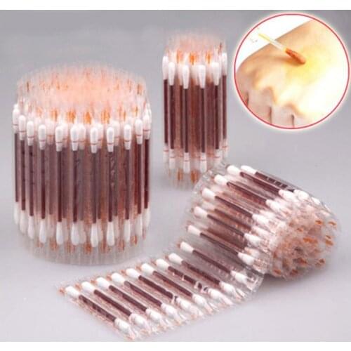 50PCS/Lot Disposable Medical Iodophor Cotton Swab Iodine Cotton Stick Home Outdoor Disinfection Emergency Tool