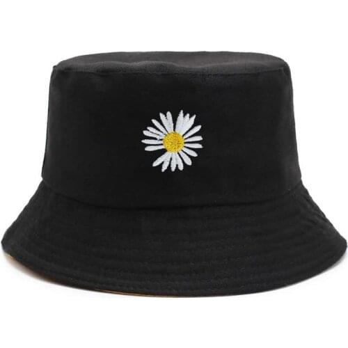 Double Sided Summer Sun Hat Unisex Print Little Daisy Bucket Hats Men Women Fisherman Cap Outdoor Street Travel Gorras Panama