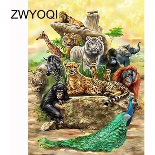 Full Round Diamond mosaic Full Square Diamond embroidery Cross stitch tiger leopard peacock orangutan 5D DIY Diamond painting