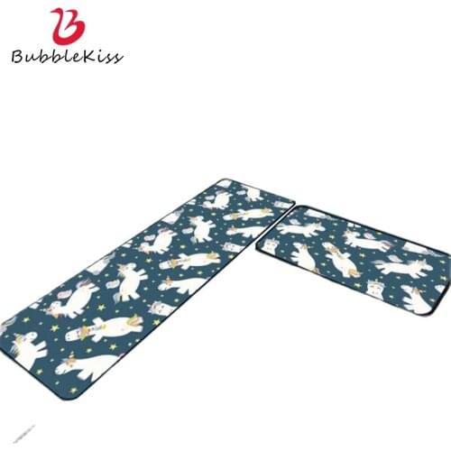 Bubble Kiss Cute Cartoon Unicorn Blue Rugs For Bedroom Modern Living Room Area Rug Anti-Slip Carpet for Door Soft Beside Bed Rug