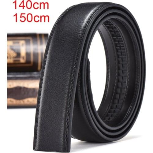 35mm Width Belt Without Buckle 140cm 150cm Plus Size Extra Long Men Belt Genuine Leather Strap For Automatic Buckle Black