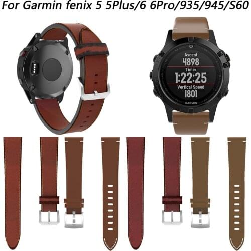 22mm sport Genuine Leather smart watch Wrist Strap for Garmin Fenix 6 6Pro 5 5 Plus Forerunner 935 945/Approach S60 Accessories