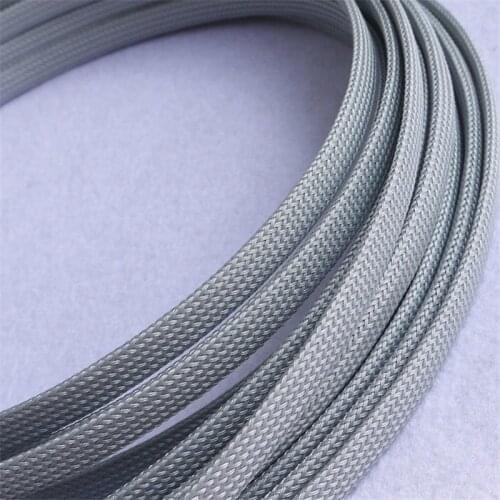 Gray - High quality 12mm Braided PET Expandable Sleeving High Density Sheathing Plaited Cable Sleeves 1M