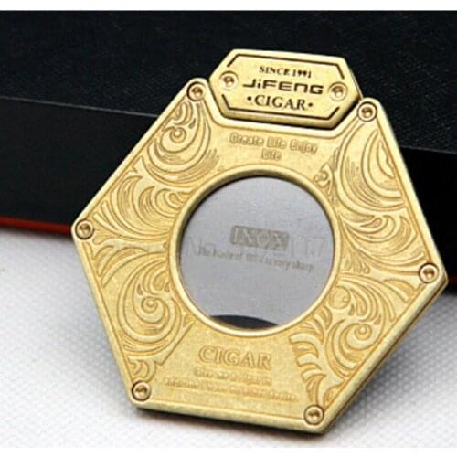 Hexagonal Copper Portable Cigar Cutter Stretch Cutting Smoking Cigar Accessories Tobacco Creative Gift Cigar Knife Tools