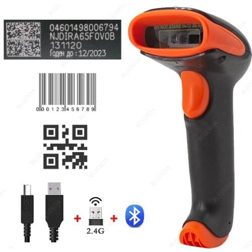 1D 2D Barcode Scanner Bluetooth 2.4G Wireless USB Wired Handheld Portable Barcode Reader Scan Pen QR Code PDF417 DataMatrix