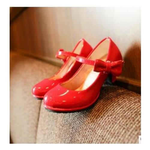 Girls Shoes PU Leather 2020 New Summer Fashion Party Dancing Shoes For Medium Kids With High Heel Princess Children Single Shoes